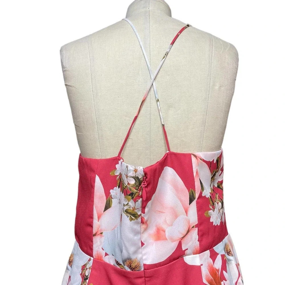 City Chic Lotus Love Dress Raspberry Pink White Plus Size 12 - Picture 7 of 11